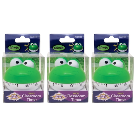Mind Sparks Classroom Timer, Frog, Approx. 2-1/4in. Height, 3PK PAC9403